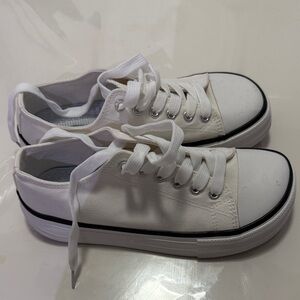 White Wide-Width Canvas Sneakers